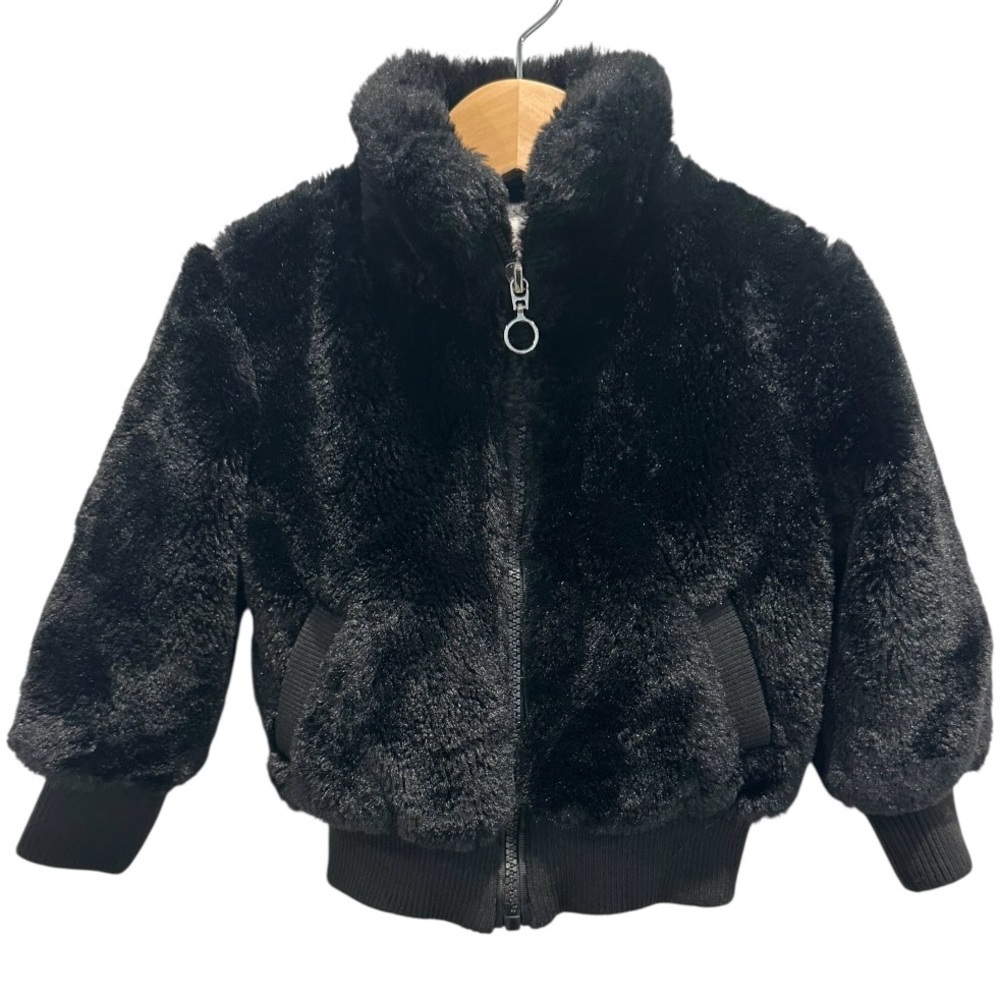 Urban Republic Black Faux Fur Bomber Jacket, 24M